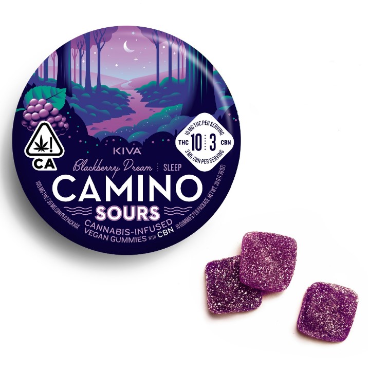 KIVA  BLACKBERRY SOUR  DEEP SLEEP CAMINO GUMMIES CBN 10:3