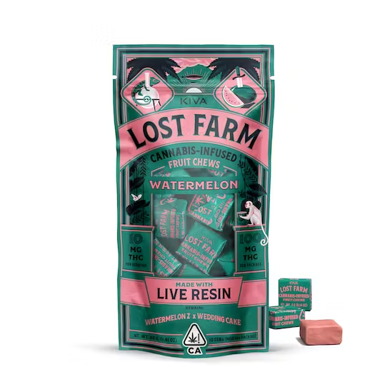 KIVA'S LOST FARM WATERMELON 'GELATO' LOST FARM CHEWS 100MG